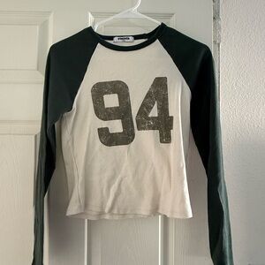 RSQ green and cream Graphic Long Sleeve Tee